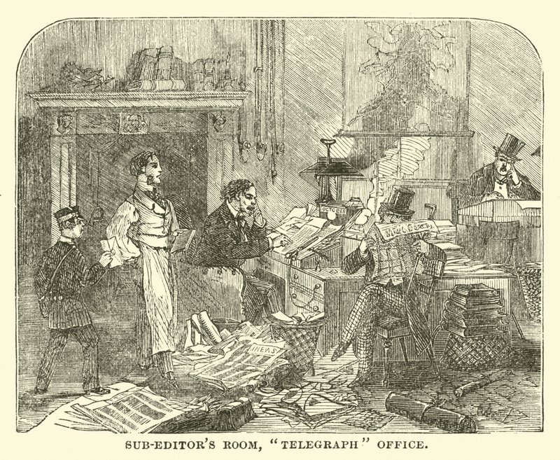 Sala de subeditores, oficina del Telegraph de English School