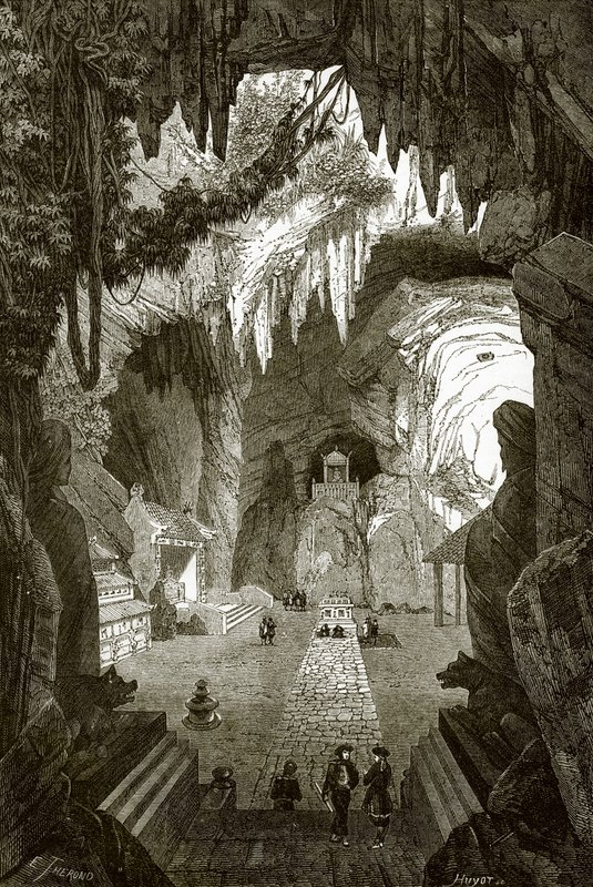 Templo budista subterráneo en las rocas de mármol cerca de Touraine, en Cochinchina de English School