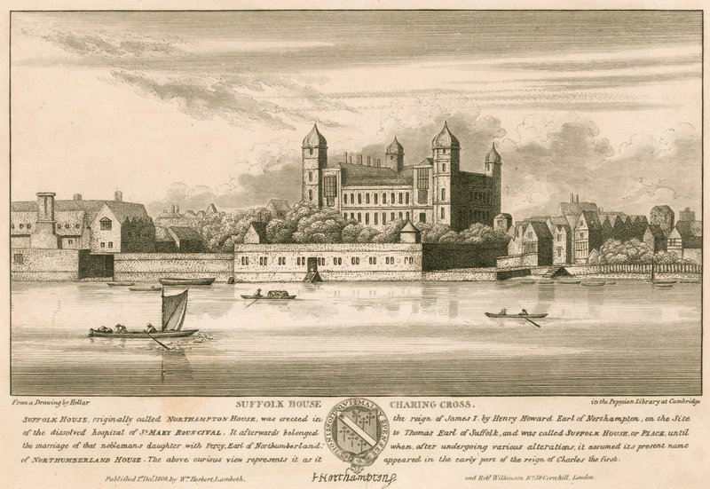 Suffolk House (luego Northampton House y Northumberland House), Charing Cross, Londres de English School