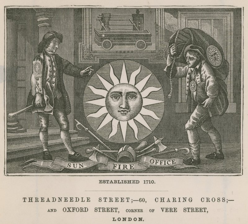 Oficina Sun Fire, Threadneedle Street, 60 Charing Cross y Oxford Street, Londres de English School