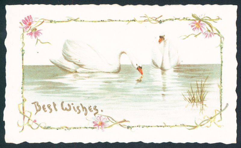 Cisnes en el lago, tarjeta de Navidad de English School