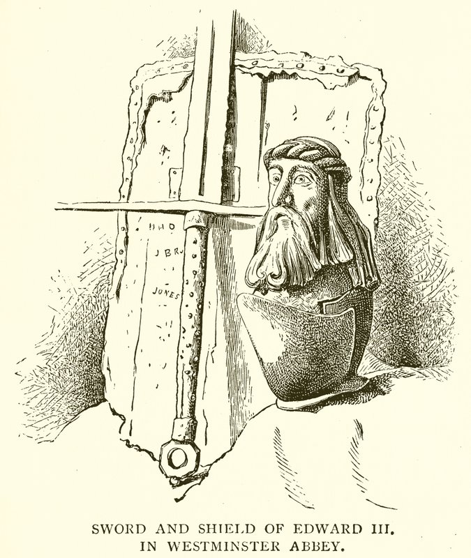 Espada y escudo de Eduardo III en la Abadía de Westminster de English School