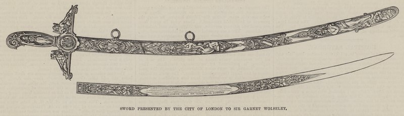 Espada presentada por la Ciudad de Londres a Sir Garnet Wolseley (grabado) de English School