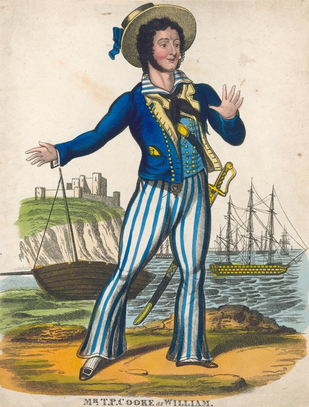 T P Cooke como el héroe marinero de Black Eyed Susan de English School