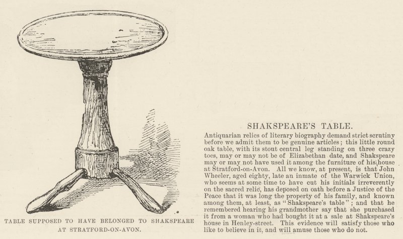Mesa que se supone perteneció a Shakespeare en Stratford-on-Avon de English School