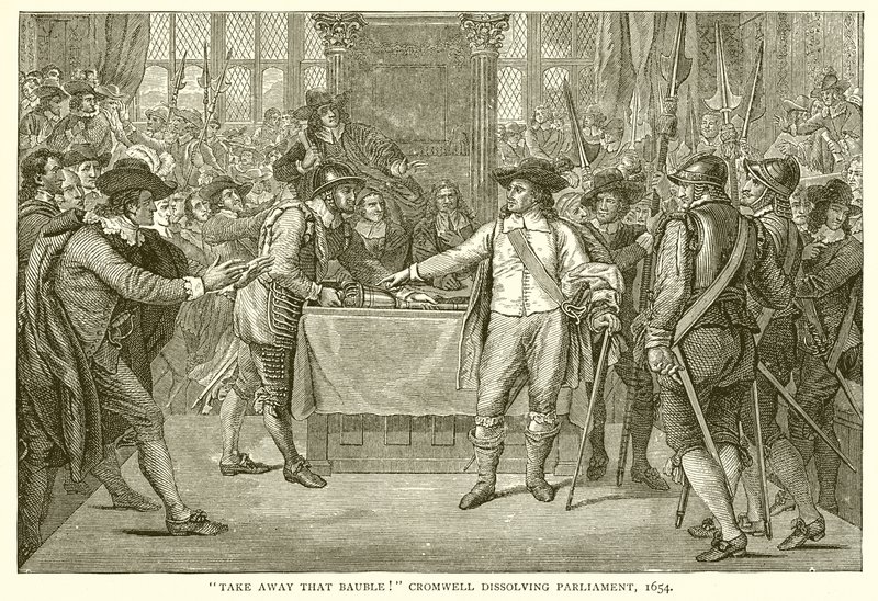 ¡Quiten esa chuchería! Cromwell disolviendo el Parlamento, 1654 de English School