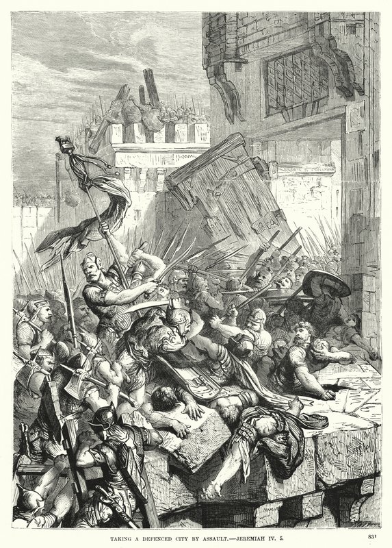 Tomando una ciudad defendida por asalto, Jeremías IV, 5 de English School