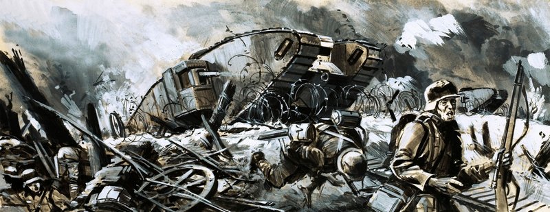 Los tanques aparecieron por primera vez durante la Primera Guerra Mundial de English School