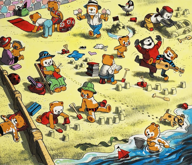 Osos de peluche en la playa de English School