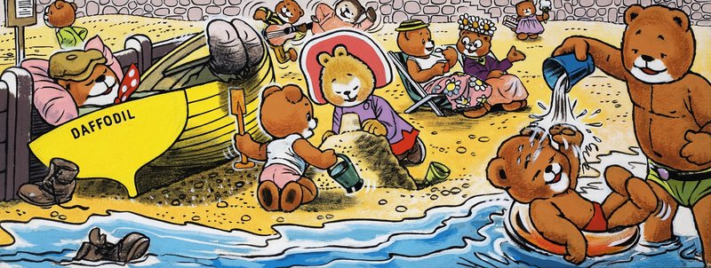 Osos de peluche en la playa de English School