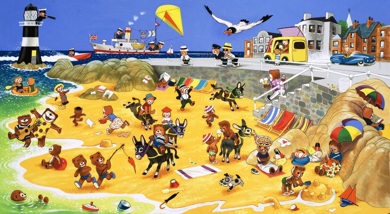Osos de peluche en la playa de English School