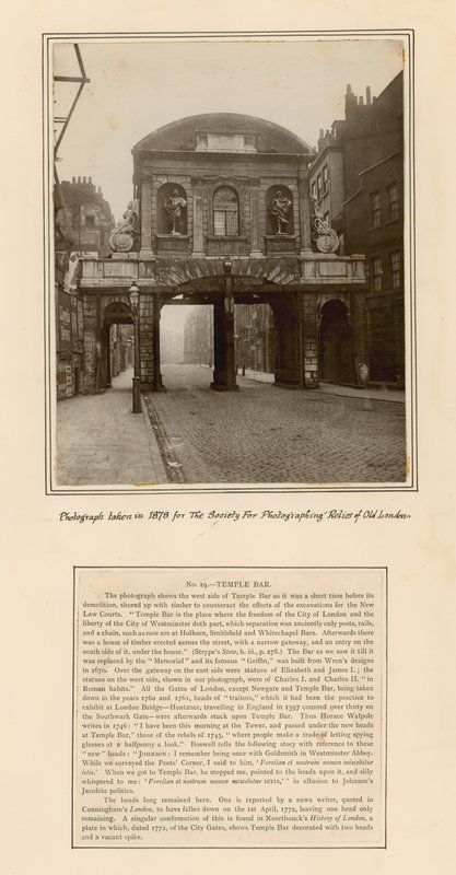 Temple Bar, Londres, Fotografía tomada en 1878 de English School