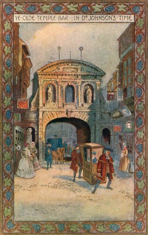 Temple Bar en la época del Dr. Johnson de English School
