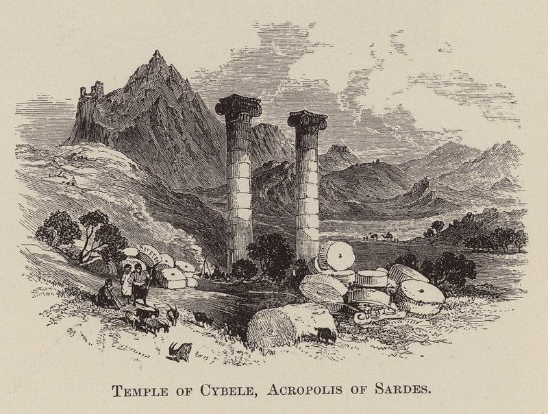 Templo de Cibeles, Acrópolis de Sardes (grabado) de English School