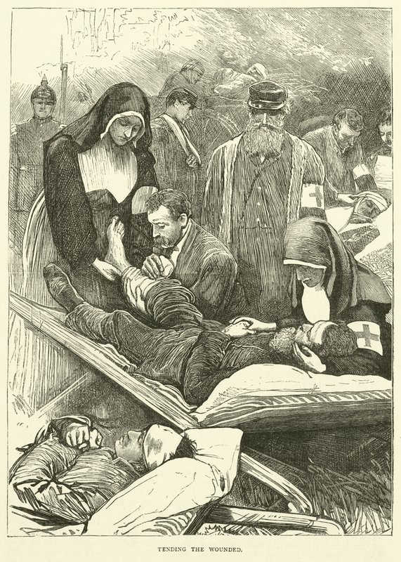 Cuidando a los heridos, septiembre 1870 de English School