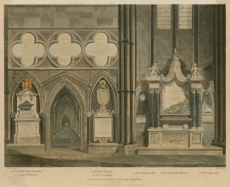 Décima ventana y entrada al Claustro, Nave Norte, Abadía de Westminster, Londres de English School