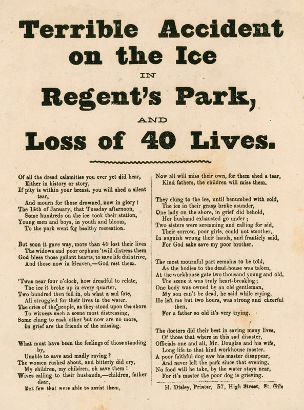 Terrible accidente en el hielo en Regents Park, Londres de English School