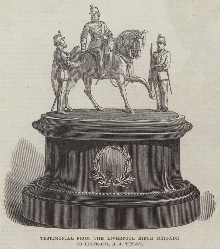 Testimonial de la Brigada de Fusileros de Liverpool al Teniente Coronel R J Tinley de English School