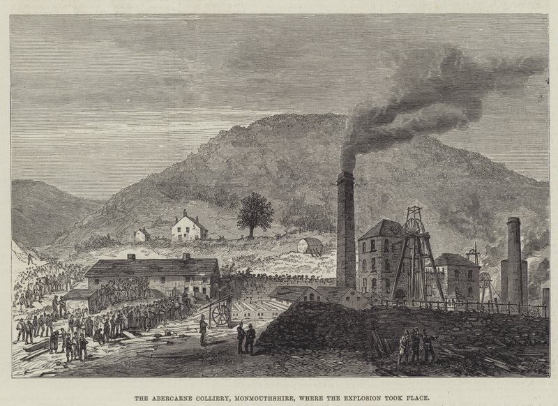La mina de Abercarne, Monmouthshire, donde ocurrió la explosión (grabado) de English School