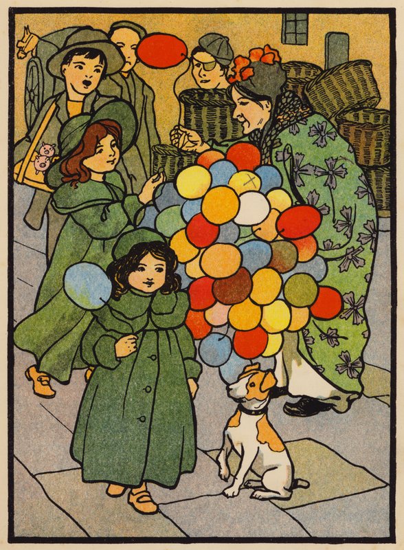 The Air-Ball Woman (litografía en color) de English School