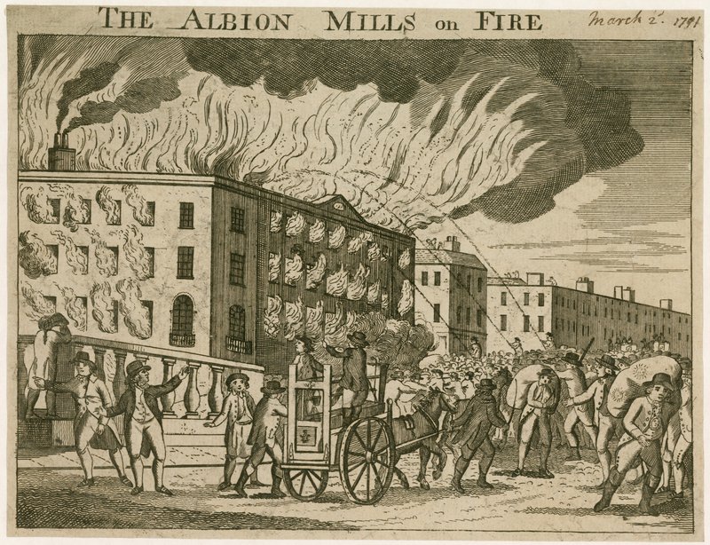 Los molinos de Albion en llamas de English School