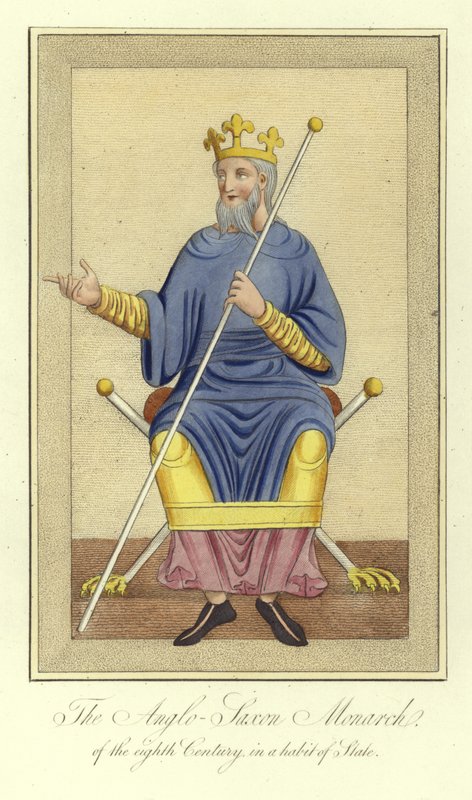 El monarca anglosajón del siglo VIII en hábito de estado de English School
