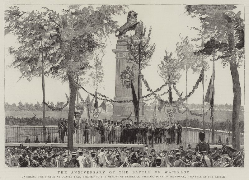El aniversario de la Batalla de Waterloo (grabado) de English School