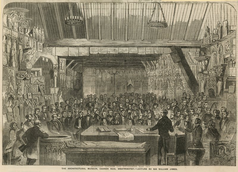 El Museo de Arquitectura, Cannon Row, Westminster - conferencia de Sir William James de English School