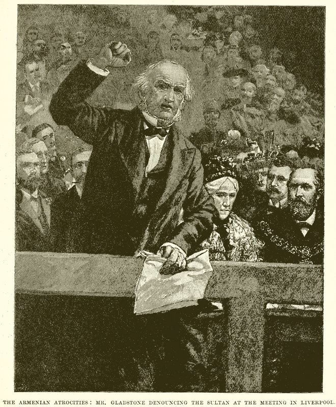 Las Atrocidades Armenias: El Sr. Gladstone Denunciando al Sultán en la Reunión en Liverpool de English School