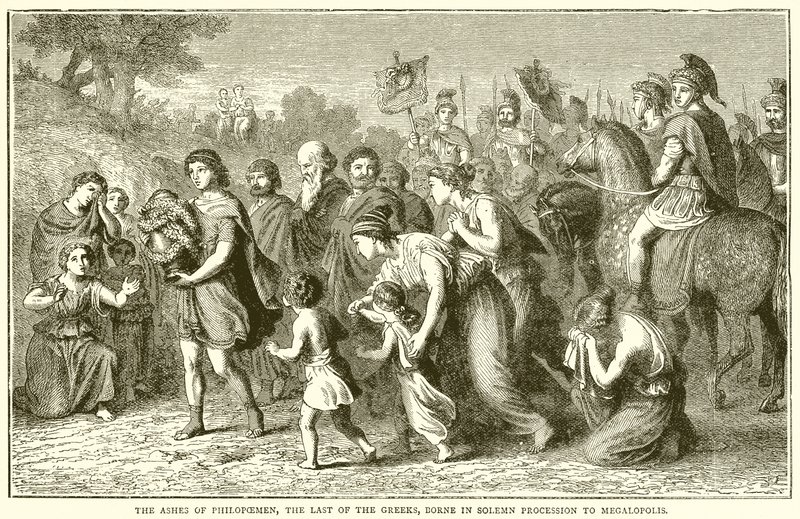 Las cenizas de Filopemen, el último de los griegos, llevadas en solemne procesión a Megalópolis de English School