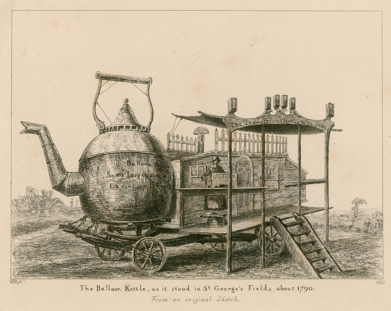 La Tetera Globo, como estaba en St Georges Fields, Londres, alrededor de 1790 de English School