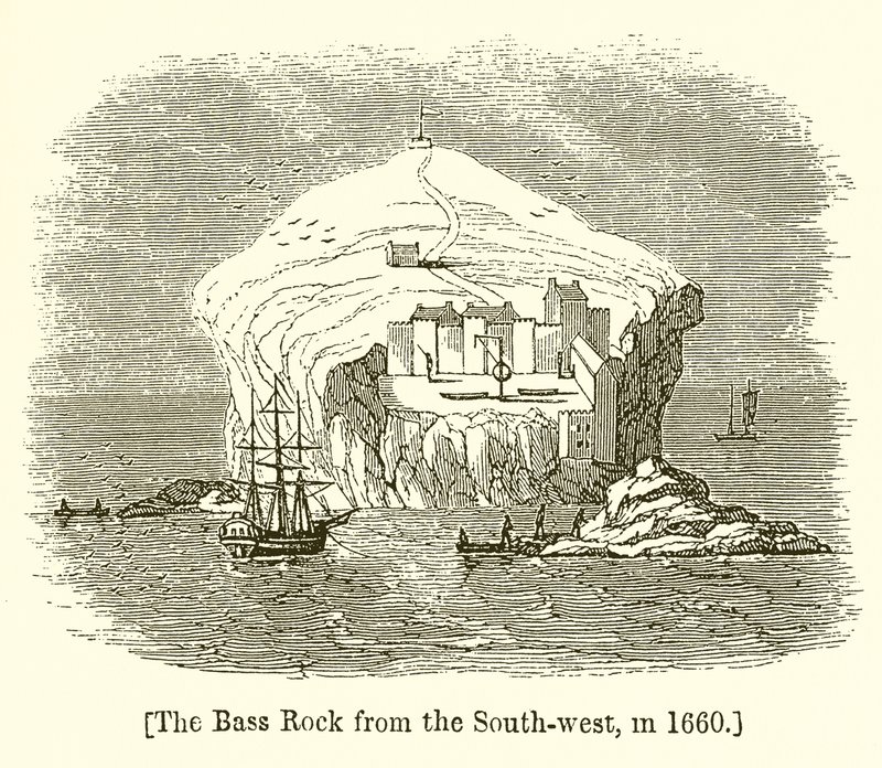 La roca Bass desde el suroeste, en 1660 de English School