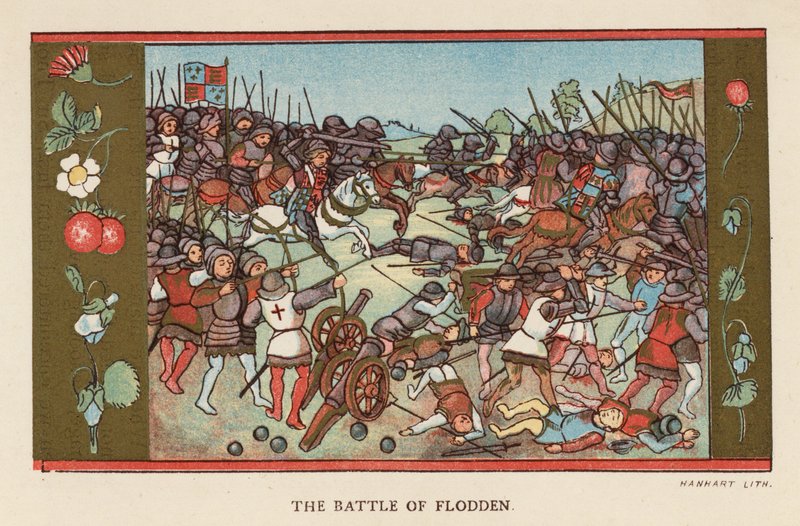 La batalla de Flodden (litografía en color) de English School