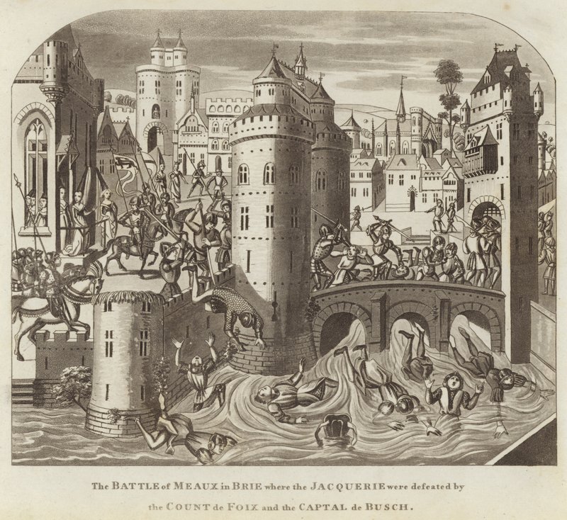 La batalla de Meaux en Brie donde la Jacquerie fue derrotada por el conde de Foix y el Captal de Buch de English School