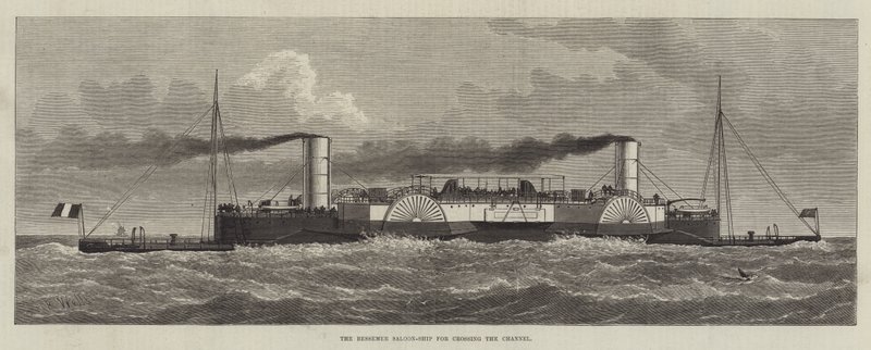 El Barco-Salón Bessemer para cruzar el Canal (grabado) de English School