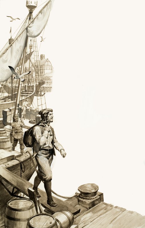 La Peste Negra, llevada por un marinero francés a un puerto británico de English School