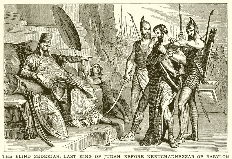 El ciego Sedequías, último rey de Judá, ante Nabucodonosor de Babilonia de English School