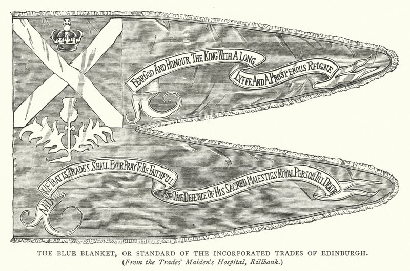 The Blue Blanket, or Standard of the Incorporated Trades of Edinburgh (grabado) de English School