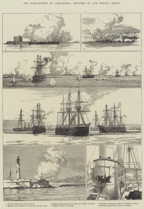 El bombardeo de Alejandría (grabado) de English School