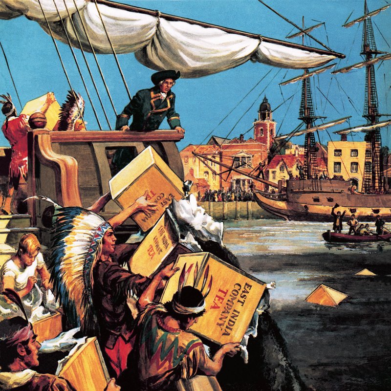 El Motín del Té de Boston (litografía) de English School