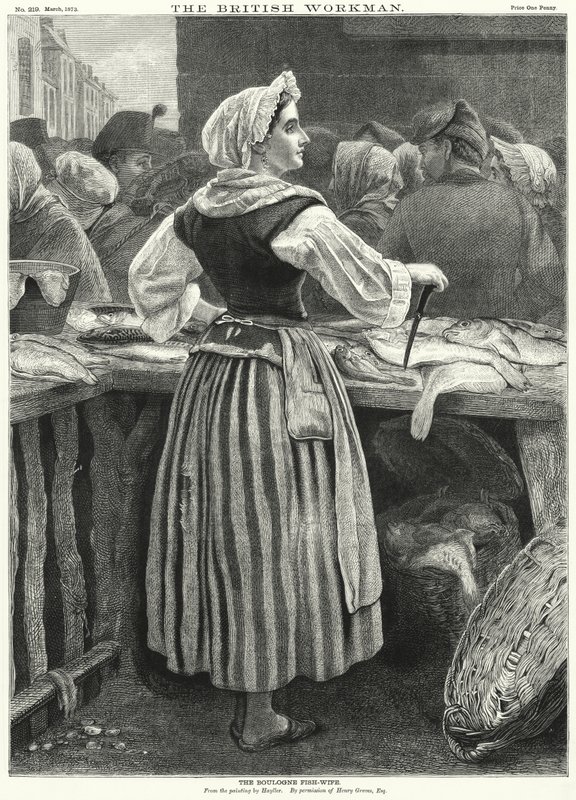 La pescadera de Boulogne (grabado) de English School