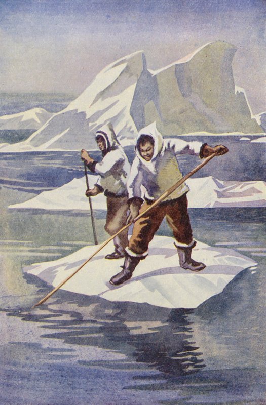 The Boys made an Ice-Raft (litografía en color) de English School