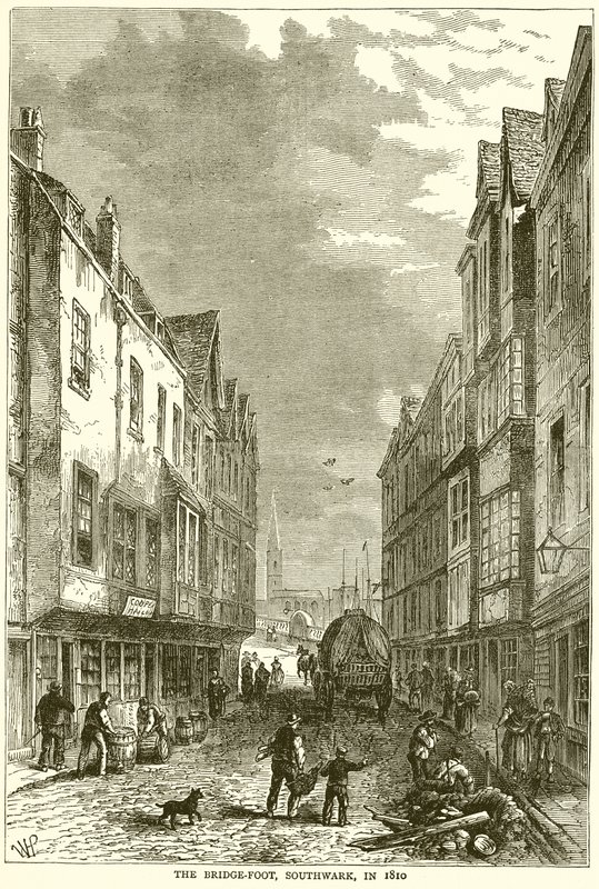 The Bridge-Foot, Southwark, en 1810 de English School