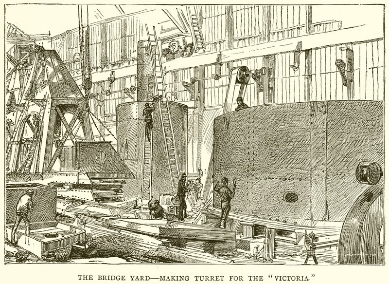 El patio del puente, fabricando torreta para el Victoria de English School