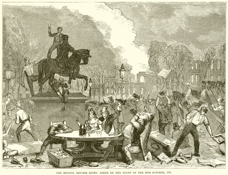 Los disturbios por la reforma en Bristol: escena en la noche del 30 de octubre de 1831 de English School