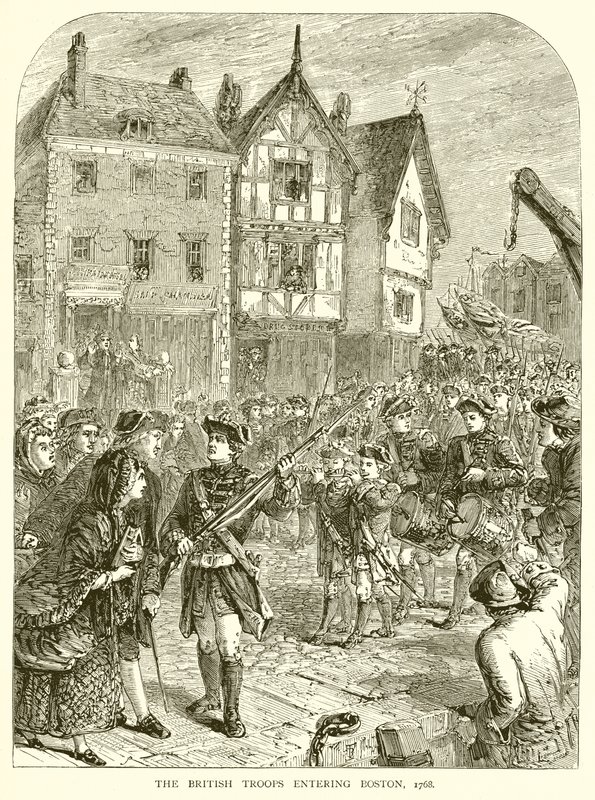 Las tropas británicas entrando en Boston, 1768 de English School