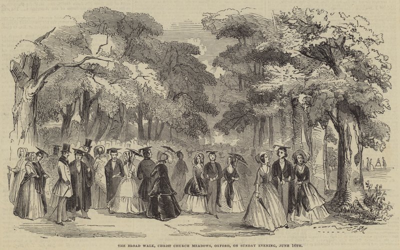 El Broad Walk, Christ Church Meadows, Oxford, el domingo por la tarde de English School