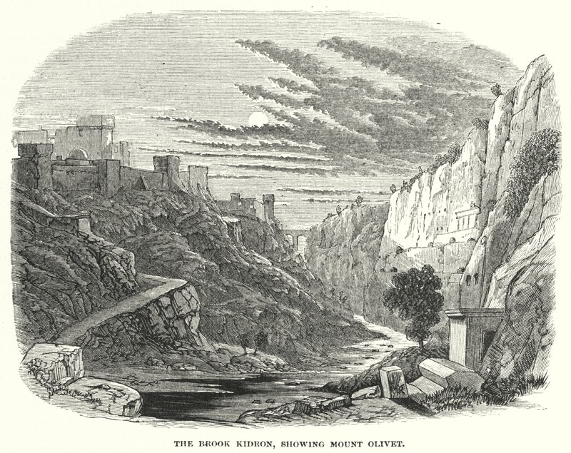 El arroyo Cedrón, mostrando el Monte de los Olivos de English School