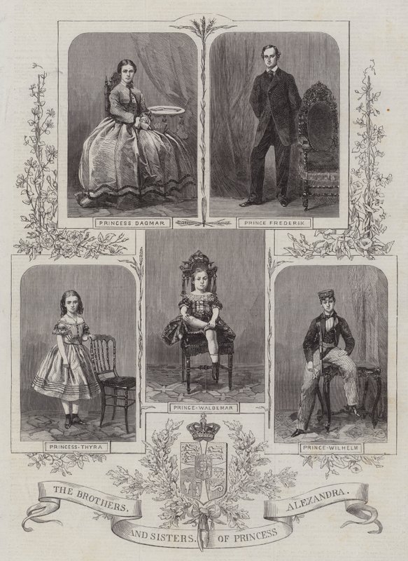 Los hermanos y hermanas de la princesa Alexandra (grabado) de English School