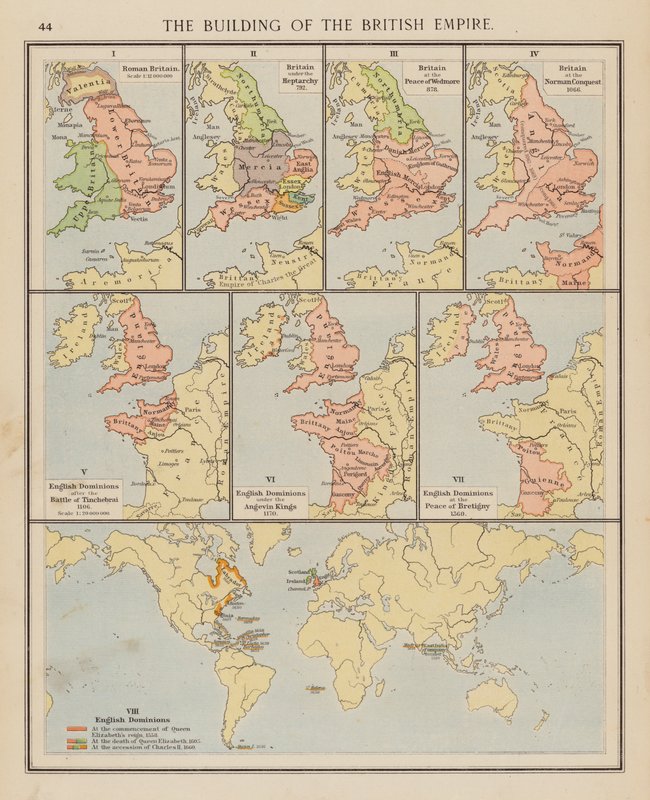La construcción del Imperio Británico (litografía en color) de English School